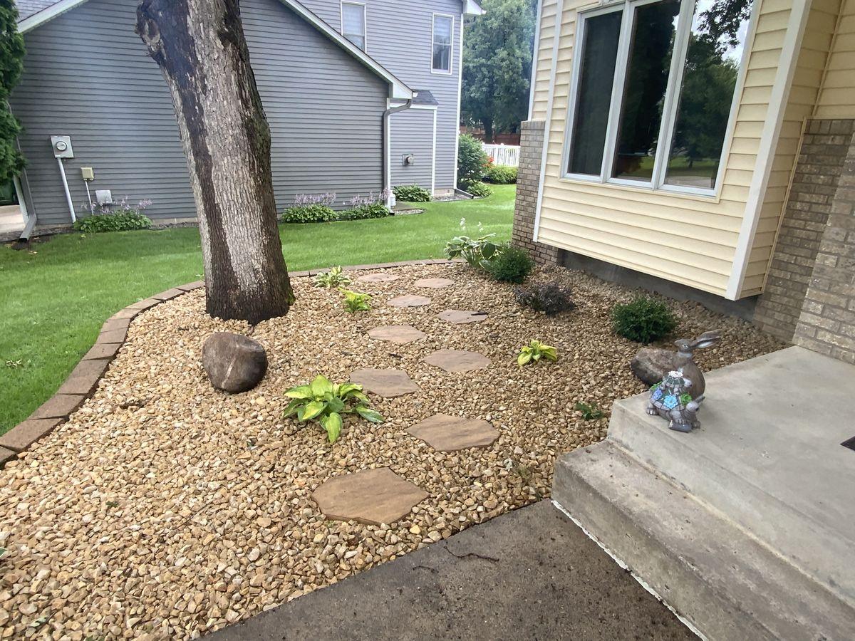 Stone Path & Garden Bed